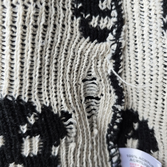 Whisper Skull Gothic Halloween Open Front Acrylic Sweater Cardigan Small - Picture 10 of 11